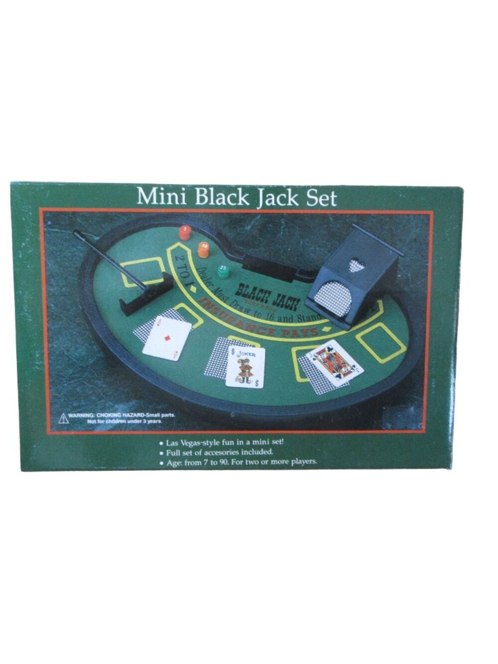 Blackjack Table Top Mini Travel Game Gift Set With Cards, Chips, Sweeper & Shoe